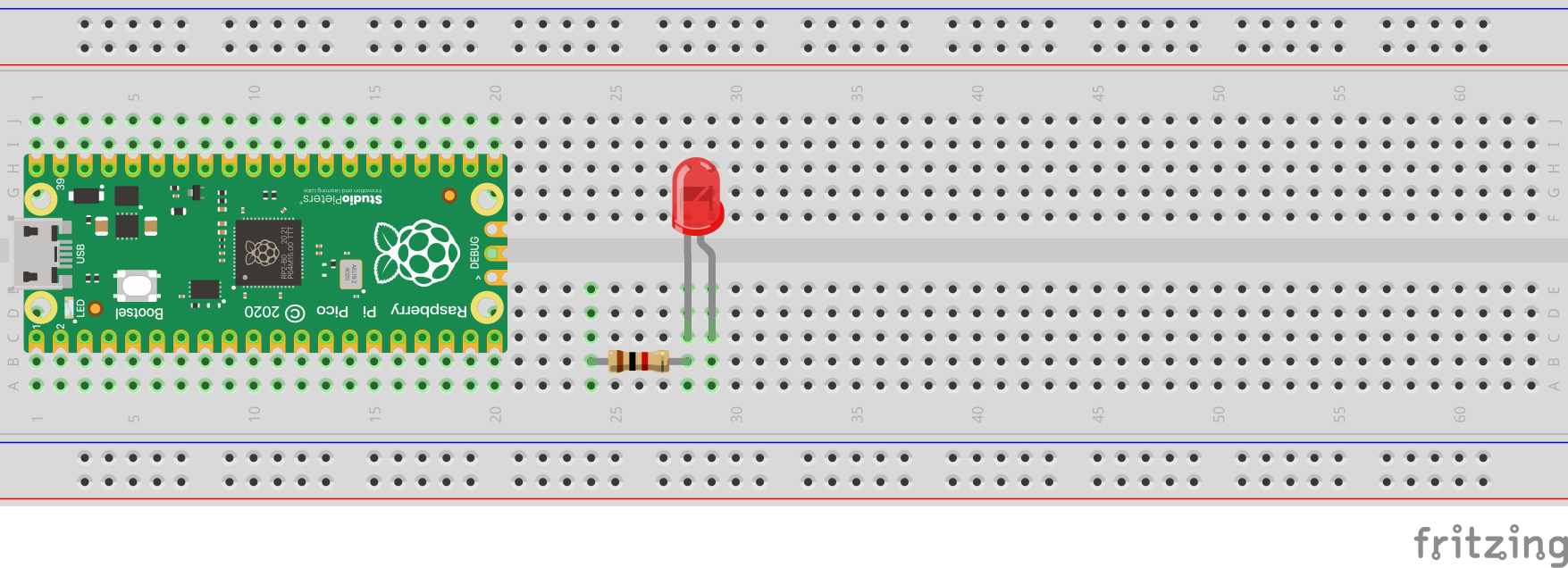 Pico with LED and resistor